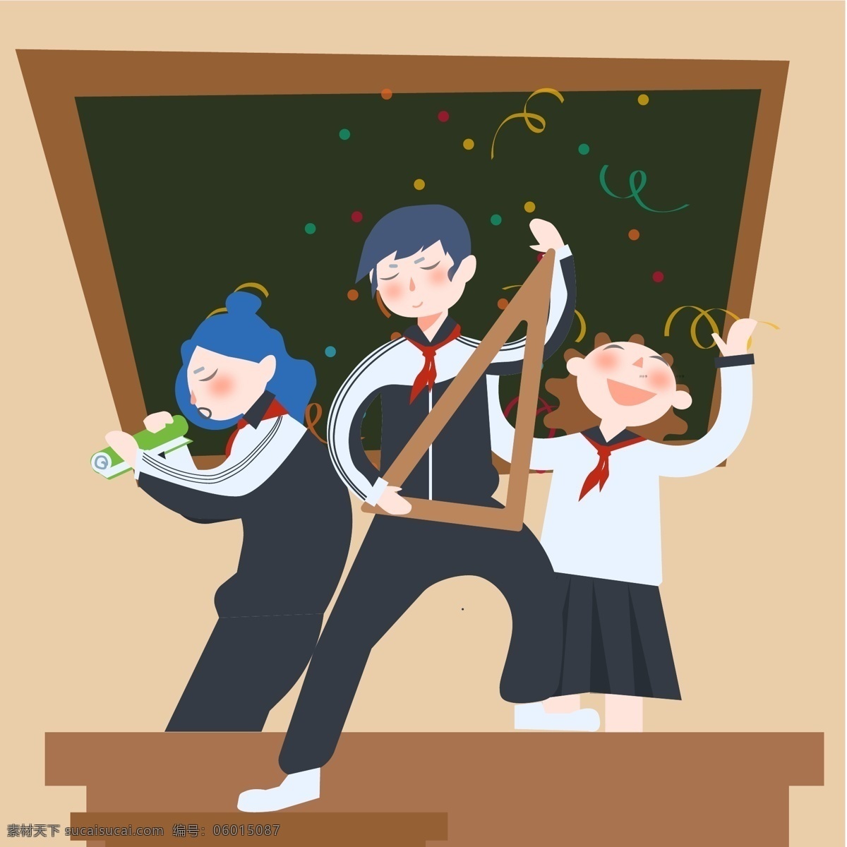 手繪 開(kāi)學(xué) 季 學(xué)生 教室 商用 元素 扁平 插畫(huà) 有趣 開(kāi)心
