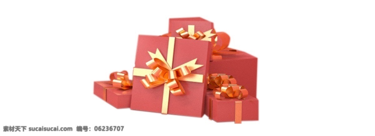 多个 卡通 粉色 精美 礼盒 黄色的蝴蝶结 圣诞节礼物 粉色色的礼物 粉色的礼盒