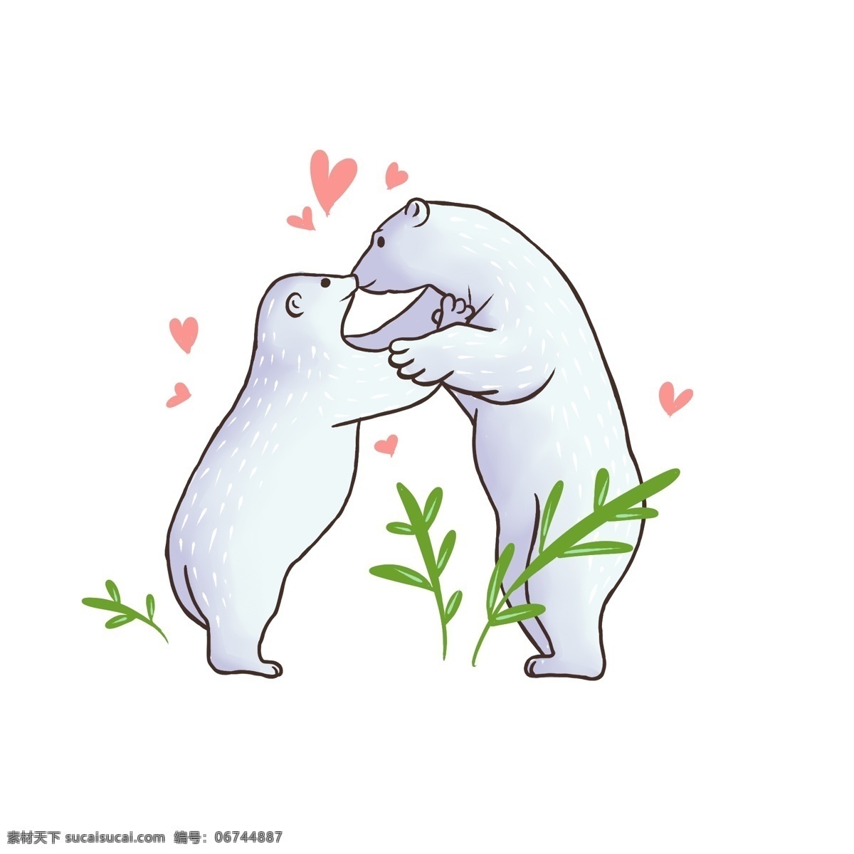 国际 接吻 日 北极熊 元素 动物 可爱 卡通 国际接吻日 亲吻 亲亲