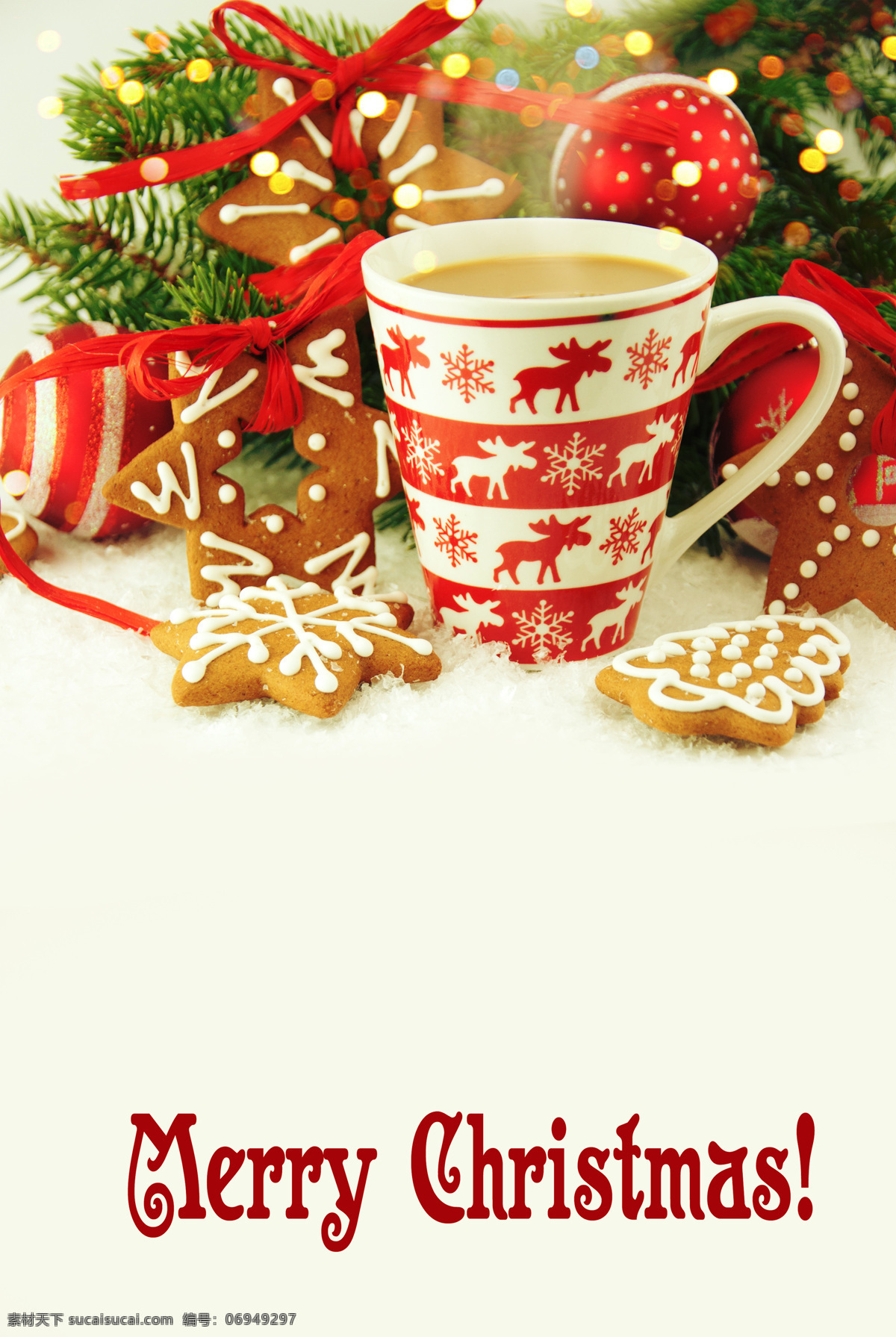 一杯 咖啡 圣诞 装饰物 饼干 松枝 礼物 圣诞节 节日庆典 生活百科