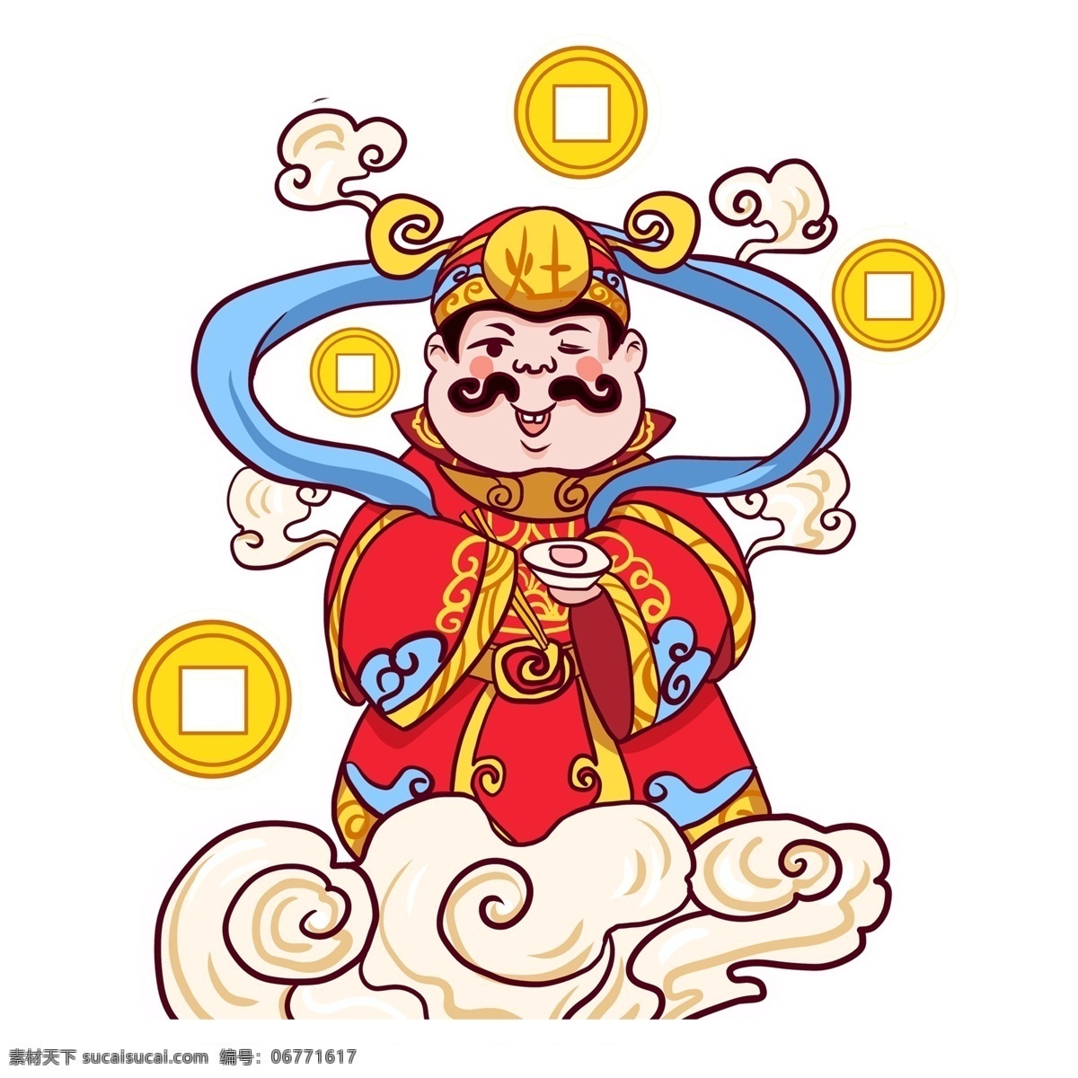 新年 装饰 财神爷 透明 新年元素 喜庆节日元素 png免抠图