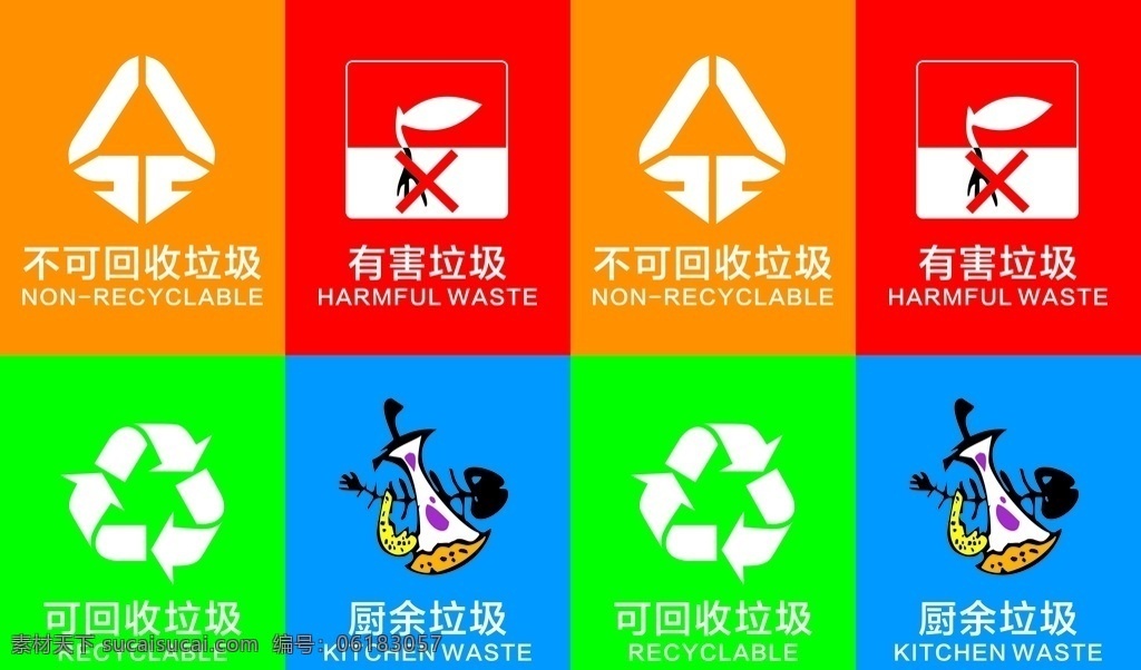 垃圾 分类 标志 垃圾分类标志 厨余垃圾 可回收垃圾 不可回收垃圾 有害垃圾