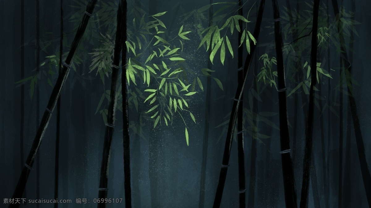 中國 風 原創(chuàng) 竹子 綠色 插畫 背景 配 圖 小清新 植物 中國風 配圖 節(jié)氣 清爽 幽暗 古風