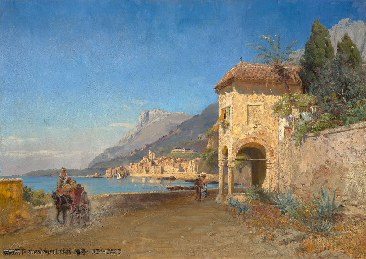 卡尔 伍 特克 作品 德国画家 意大利 南部海岸 自希景观 古迹 19世纪油画 油画 文化艺术 绘画书法