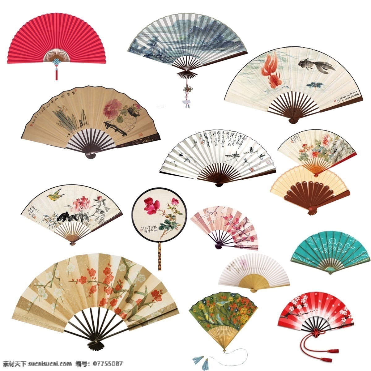 中國風(fēng) 中國風(fēng)扇子 扇子元素 扇子素材 唯美扇子 裝飾扇子 分層