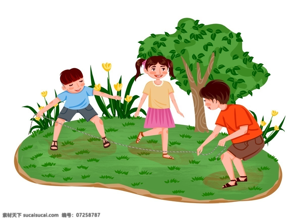 儿童 跳绳 游戏人物 元素 游戏 人物