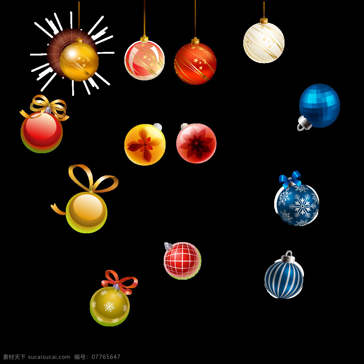 圣诞节 各种 五彩 圆球 元素 圣诞 装饰 图案