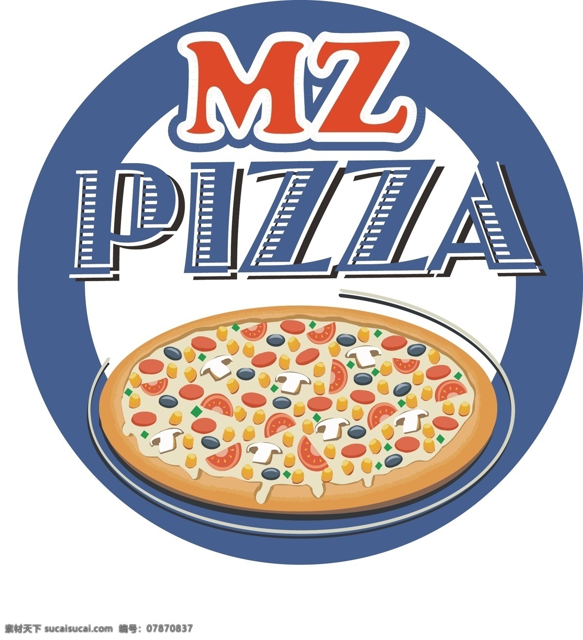 pizza 美食 图标 logo 卡通 模板 披萨 商店