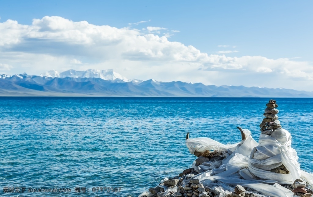 青藏高原 纳 木 措 圣湖 玛尼 堆 蓝天 欣赏 漂亮 海 自然景观 自然风景
