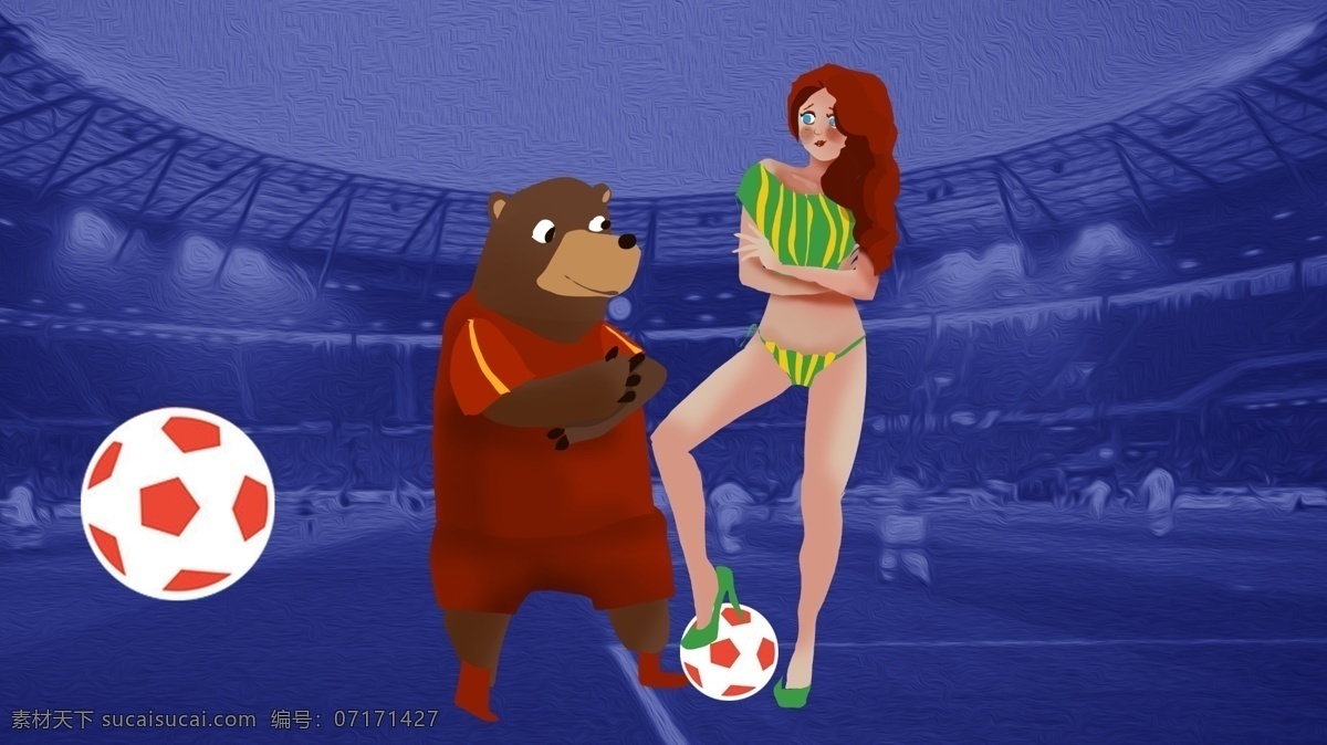 卡通美女 野兽 世界杯 广告 背景 卡通 足球 体育 球场 世界杯背景 美女和野兽 欧洲杯 比赛 竞赛 足球赛 广告背景素材