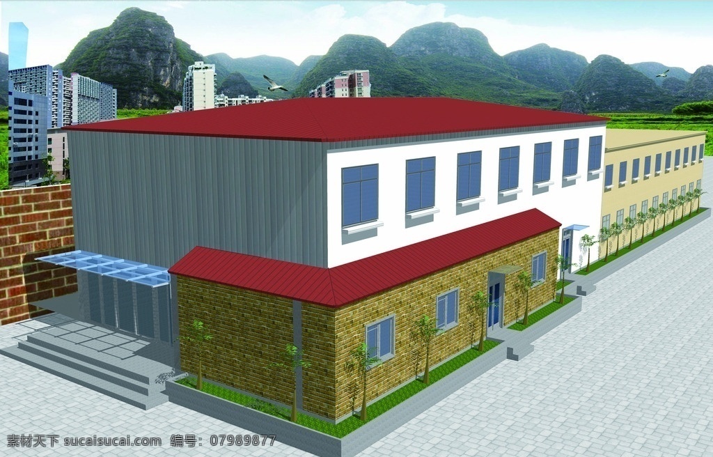 彩鋼房 雙層彩鋼房 廠房 3d廠房 廠房模型 3d設(shè)計 3d作品 skp