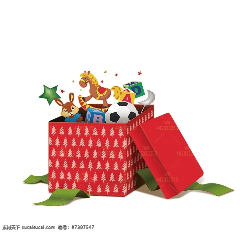圣诞 礼盒 新年 礼品 小马 玩具 玩具礼盒 圣诞礼品素材 木马 足球 星星 可爱玩具