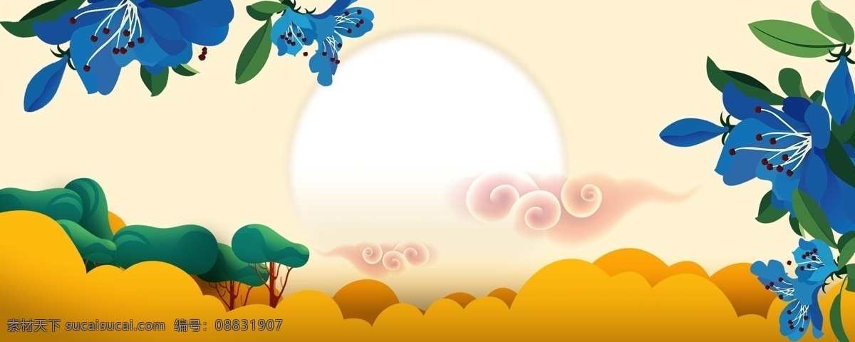 云朵 云彩 复古 插画 背景 海报 素材图片 清新 类