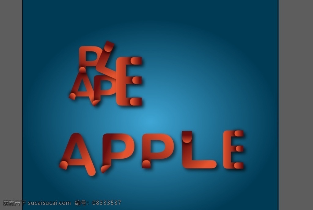 apple 英文 字体 折纸效果 英文字体设计 矢量字体 投影效果 渐变字体设计 图标字体剪影