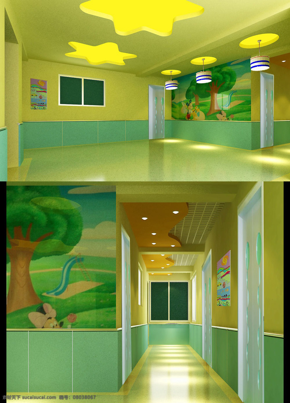 幼兒園 室內(nèi)設(shè)計(jì) 3d模型 空間設(shè)計(jì) 走廊模型 家居裝飾素材