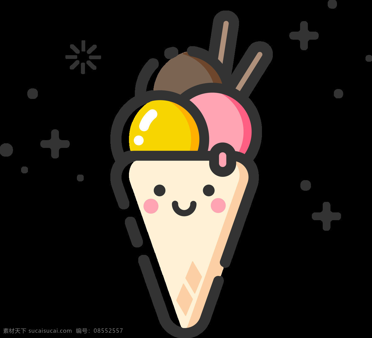 冰淇淋 食物 卡通 可爱 表情