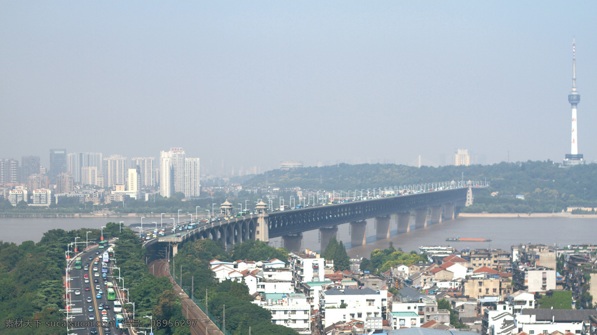 俯瞰 武漢長江大橋 武漢 長江大橋 俯瞰長江大橋 鳥瞰武漢 黃鶴樓看大橋 旅游攝影 人文景觀