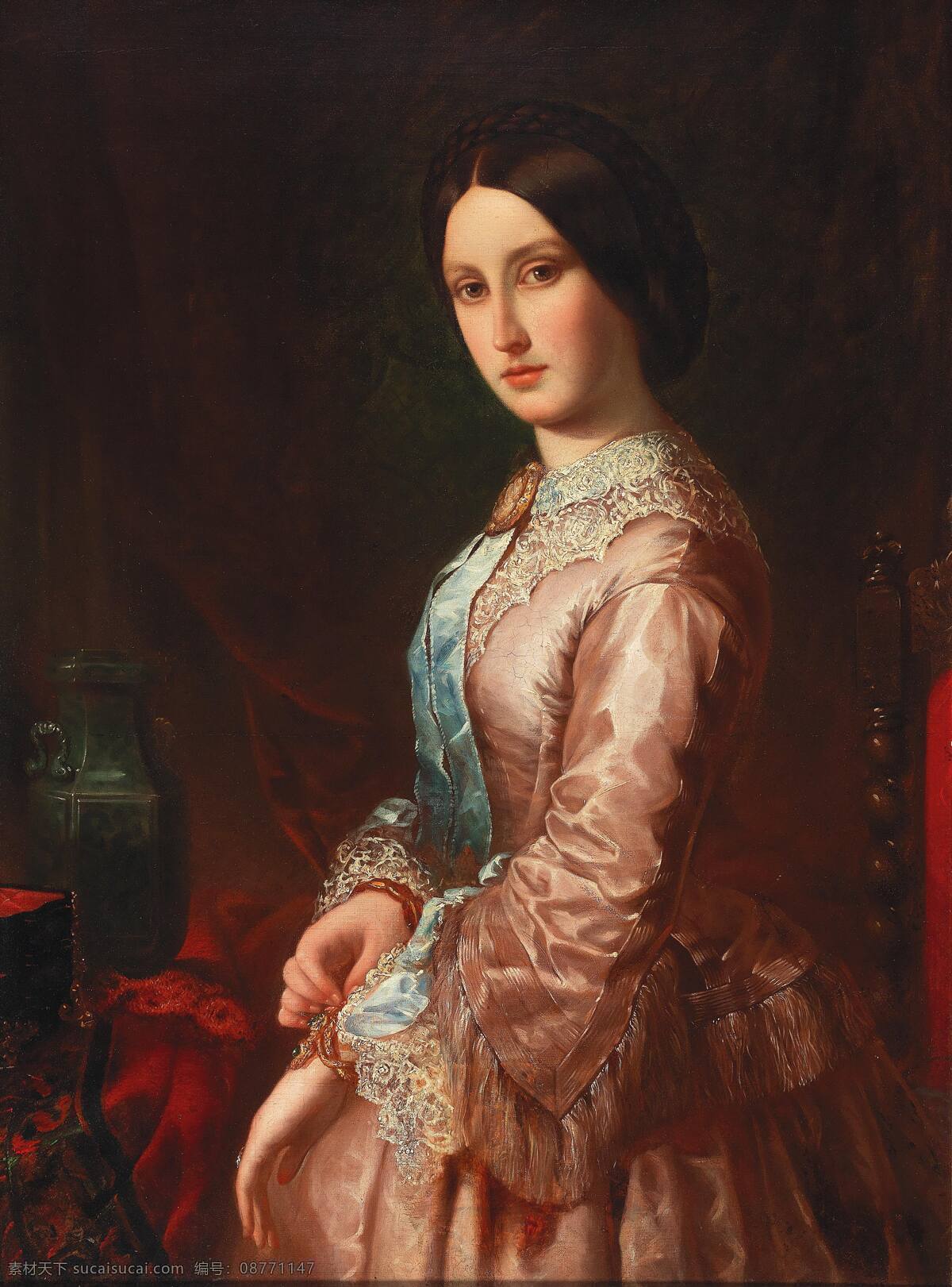 一个 年轻 女子 肖像 弗朗茨萨维尔 温特哈特作品 德国宫廷画家 年轻姑娘 贵族之家 淑女本色 19世纪油画 油画 文化艺术 绘画书法