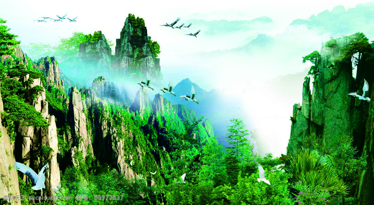 绿色 昆仑山脉 自然风景 图