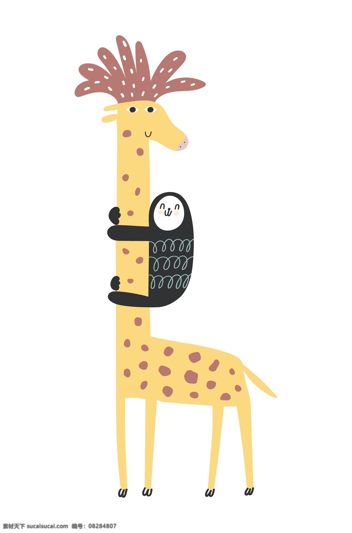 趣味动物 矢量 卡通动物 长颈鹿 树懒 生物世界 野生动物