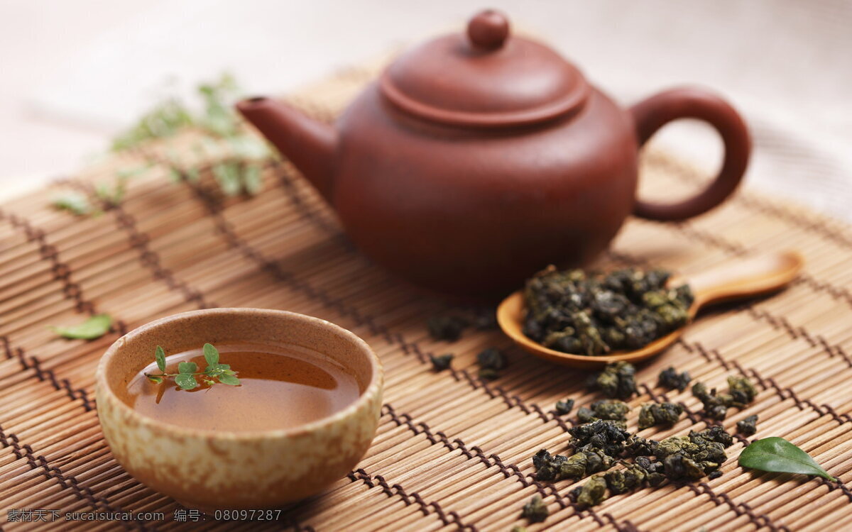 茶具 餐飲美食 茶杯 茶壺 茶葉 綠葉 飲料酒水 茶葉勺 psd源文件 餐飲素材
