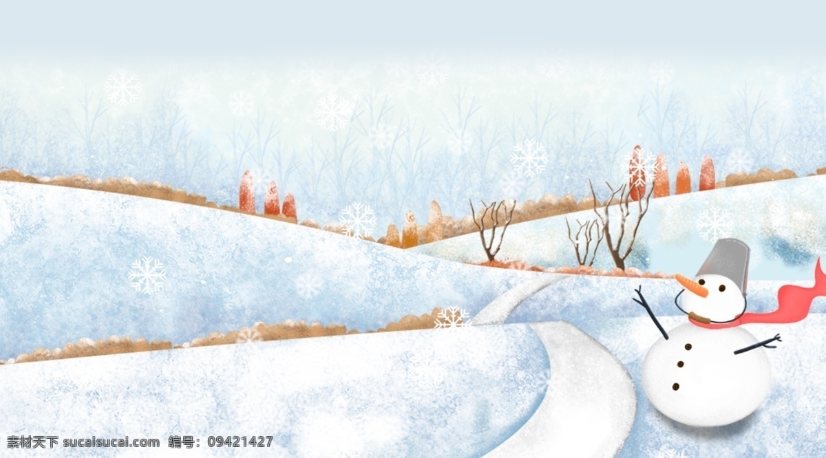 小雪 节气 郊外 风景 背景 雪人 大雪 大雪背景 传统节气 中国风节气 背景设计 冬季大雪