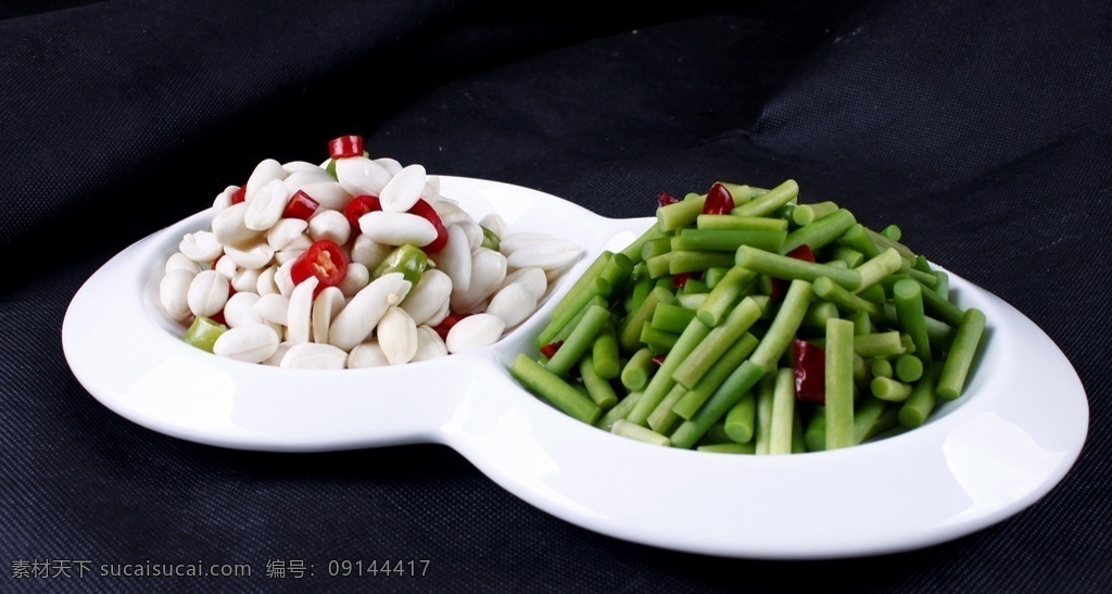 开胃双拼 凉菜 拼盘 酱蒜苔 酱花仁 开胃 菜品图 餐饮美食 传统美食