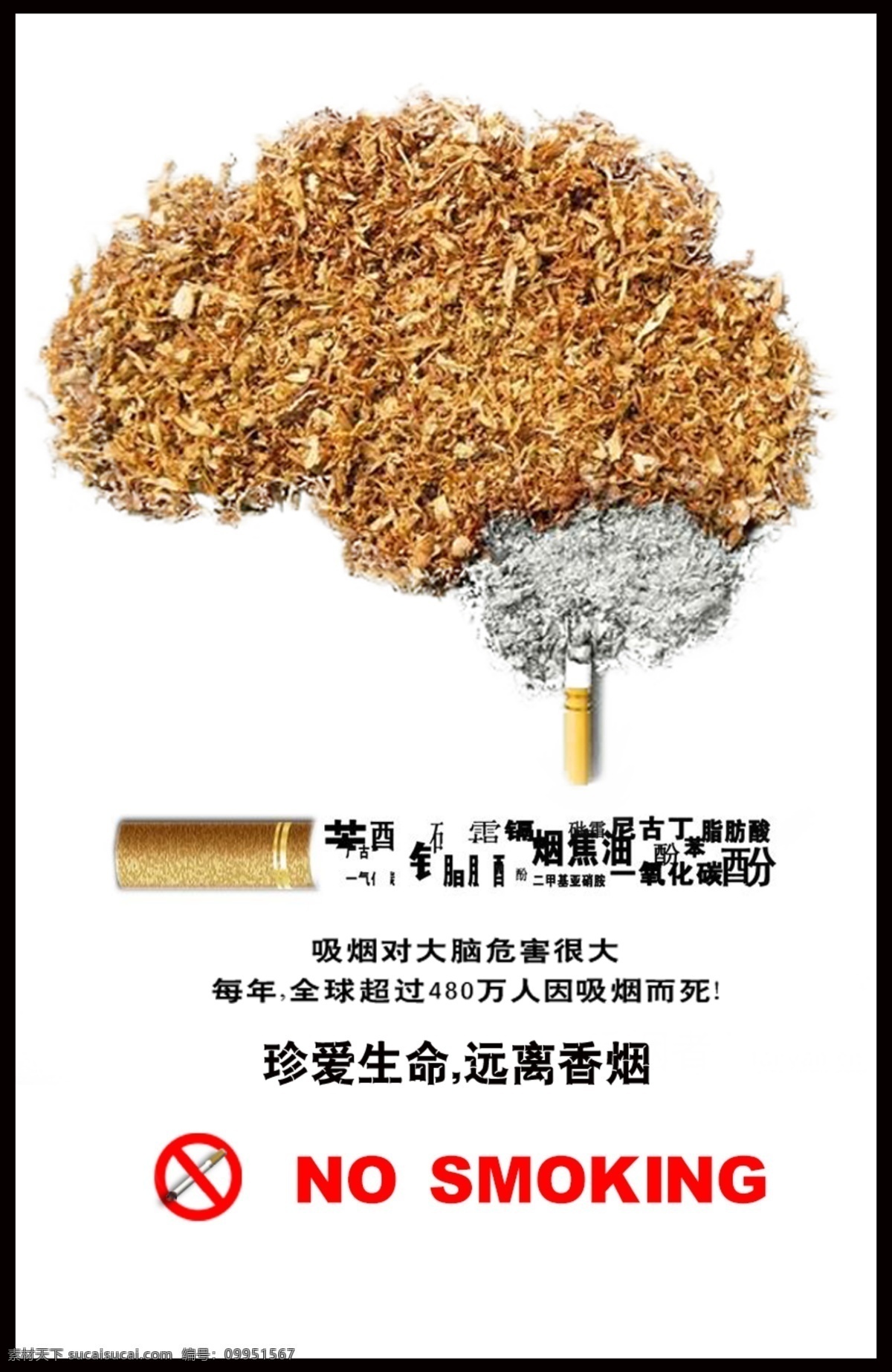 禁煙 公益 海報(bào)下載 戒煙 公益海報(bào) 煙頭 大腦 白色