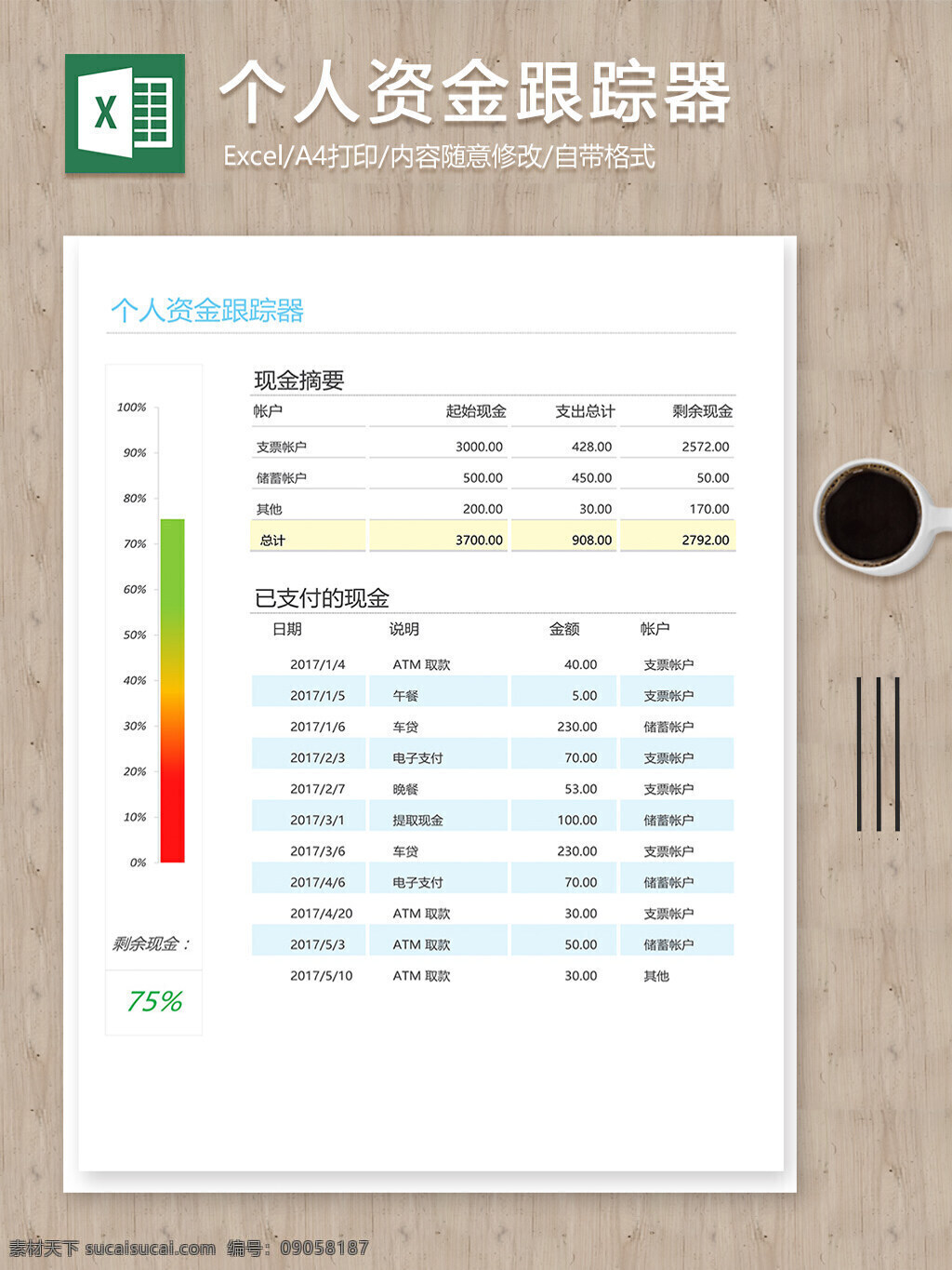 团队 个人 资金 跟踪 明细 记录 excel 表格 表格模板 表格设计 财务报表 财务表格 费用报表 个人报表 个人财务表格 个人账簿 资金管理