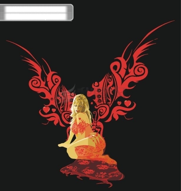 矢量 美女 图腾 翅膀 cg 插画 花边 花纹 图案 纹理 纹身 心 矢量图 矢量人物