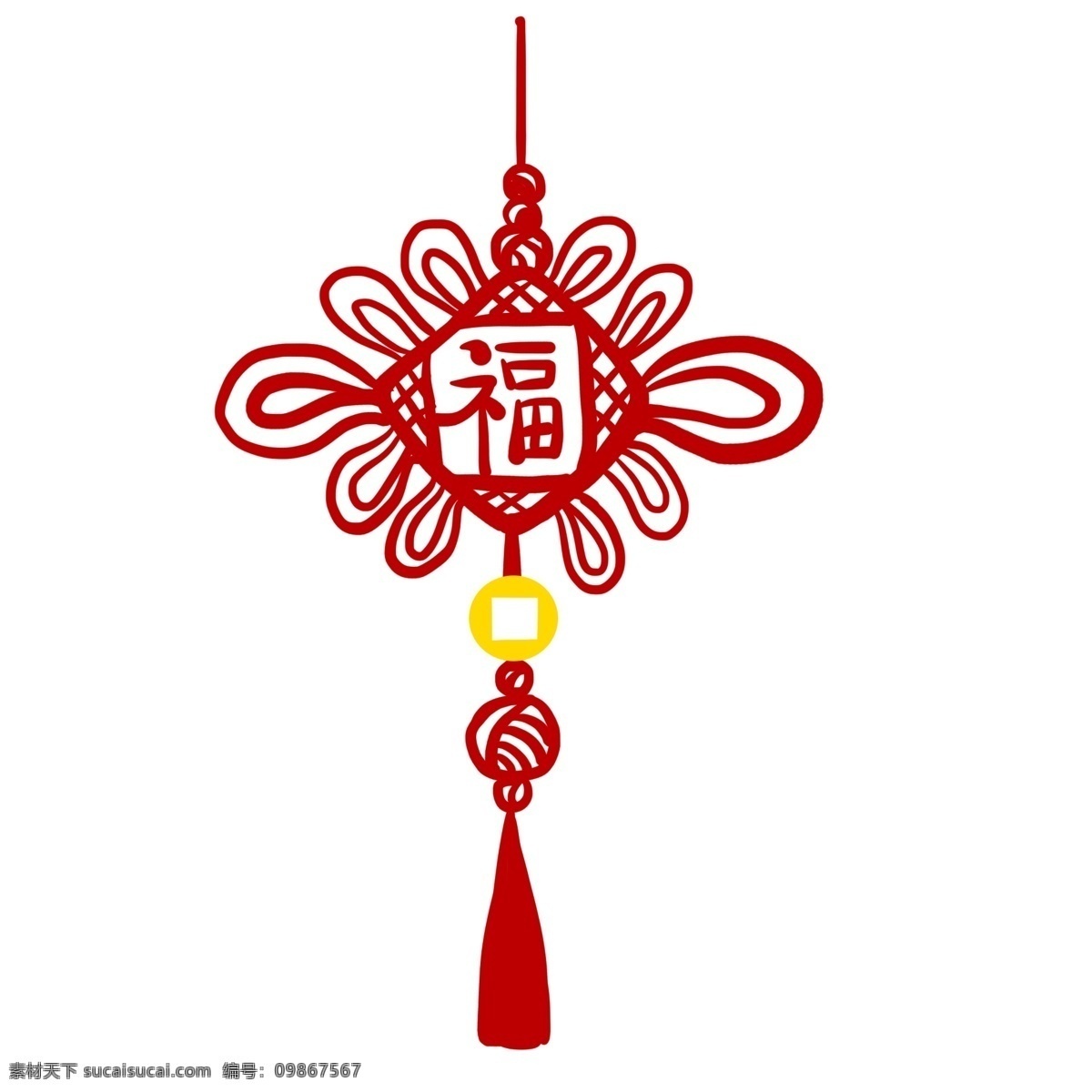 中国结 新年 装饰 挂件 手绘 卡通 中国风 福字 中国风挂件 挂饰 新年挂饰 新年挂件 红色 喜庆 插画