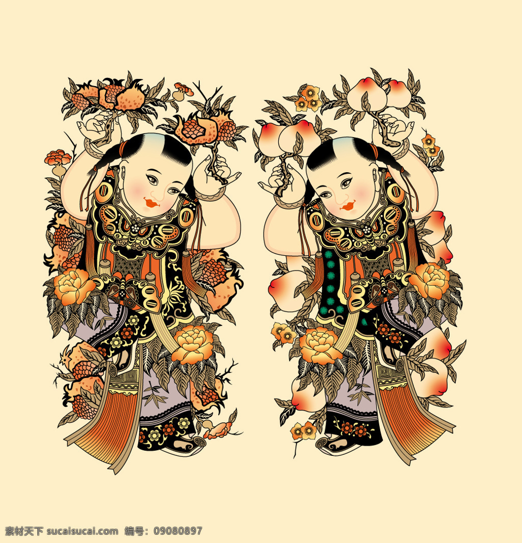 中國 傳統(tǒng) 童子 祝壽 圖 中國風(fēng) 和合二仙 文化藝術(shù) 傳統(tǒng)文化