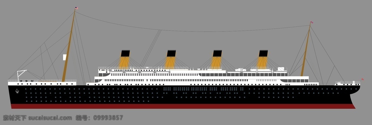 泰坦尼克号 矢量图 矢量素材 高清素材 船 灰色