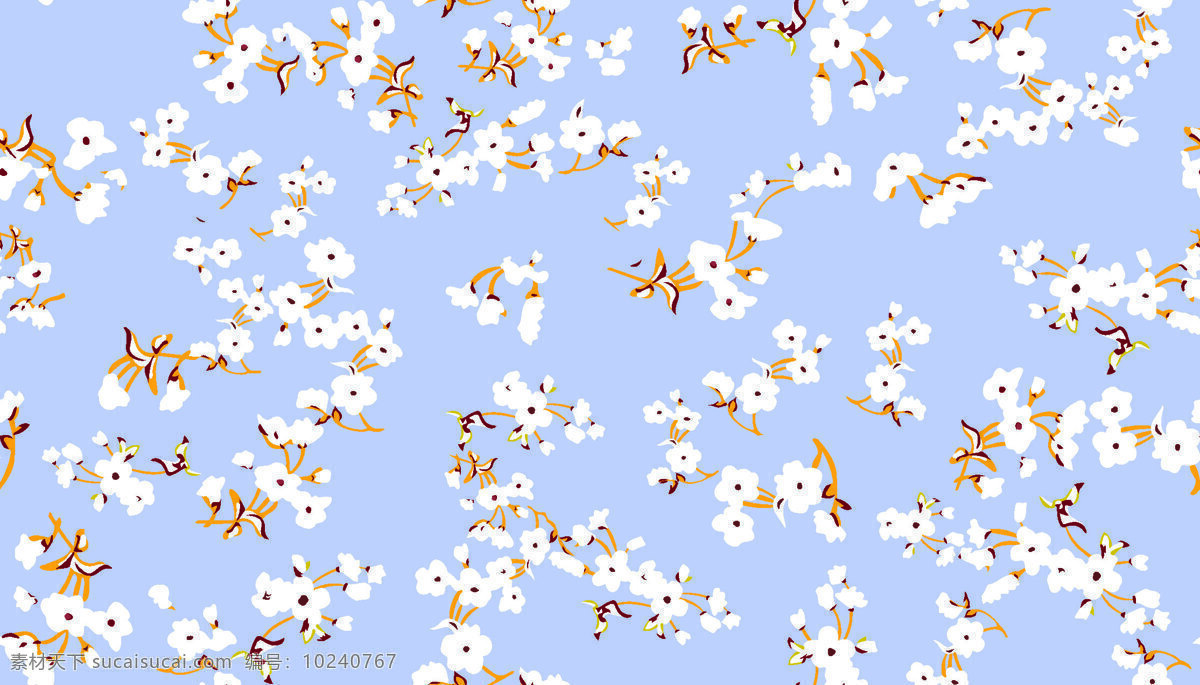 藍 底 小 碎花 藍底小碎花 花 小白花 花葉 熱帶花 服裝設計
