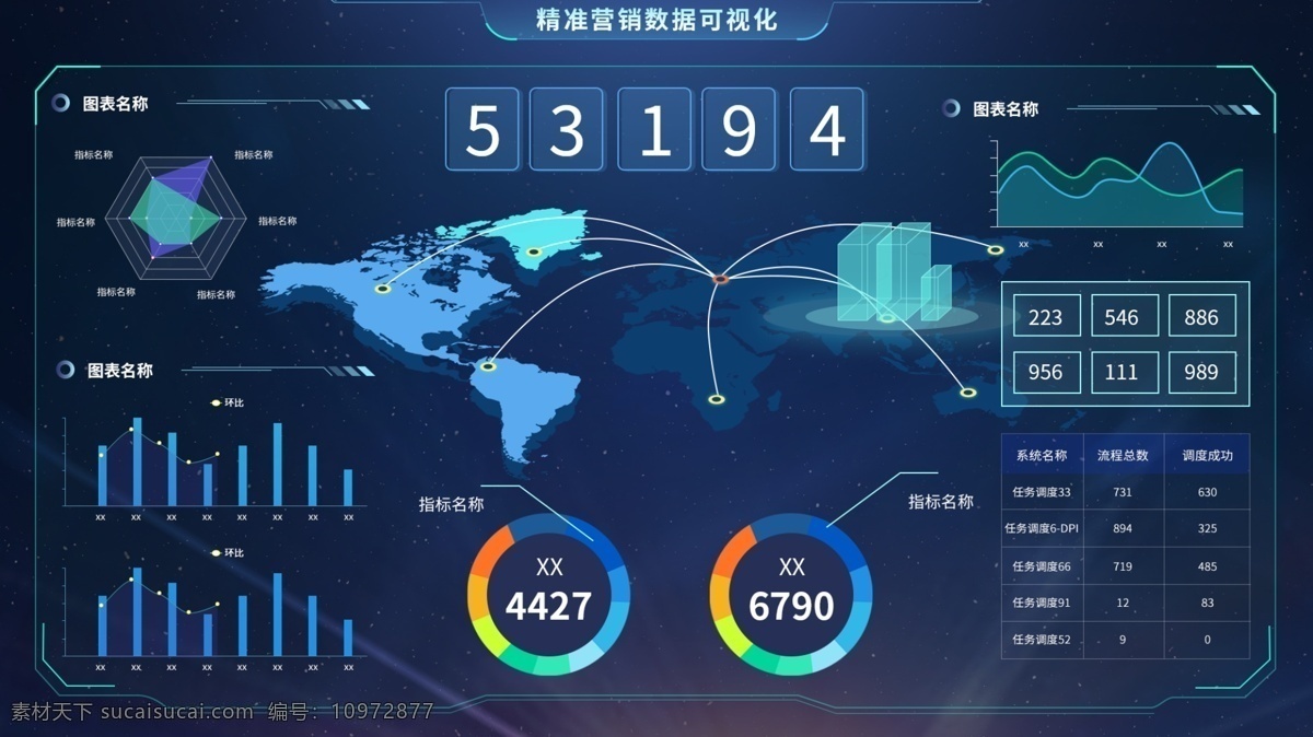 暗 色系 数据 可视化 界面 科技 炫彩 暗色 可视化ui 数据大屏