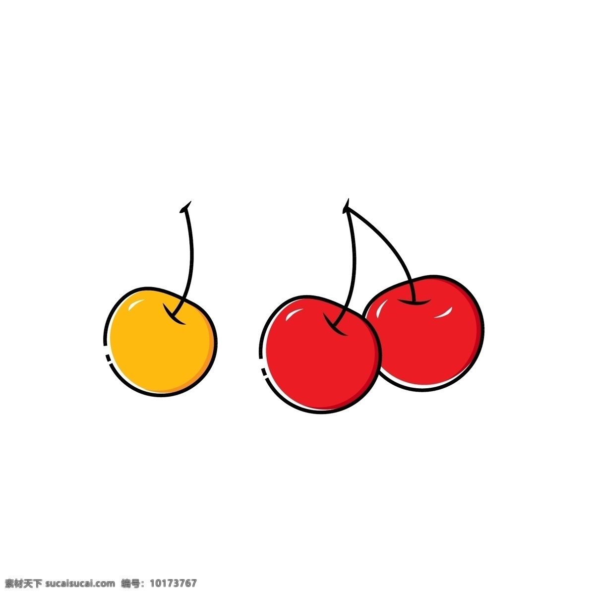 水果 樱桃 可口 诱人 香甜 卡通 圆形