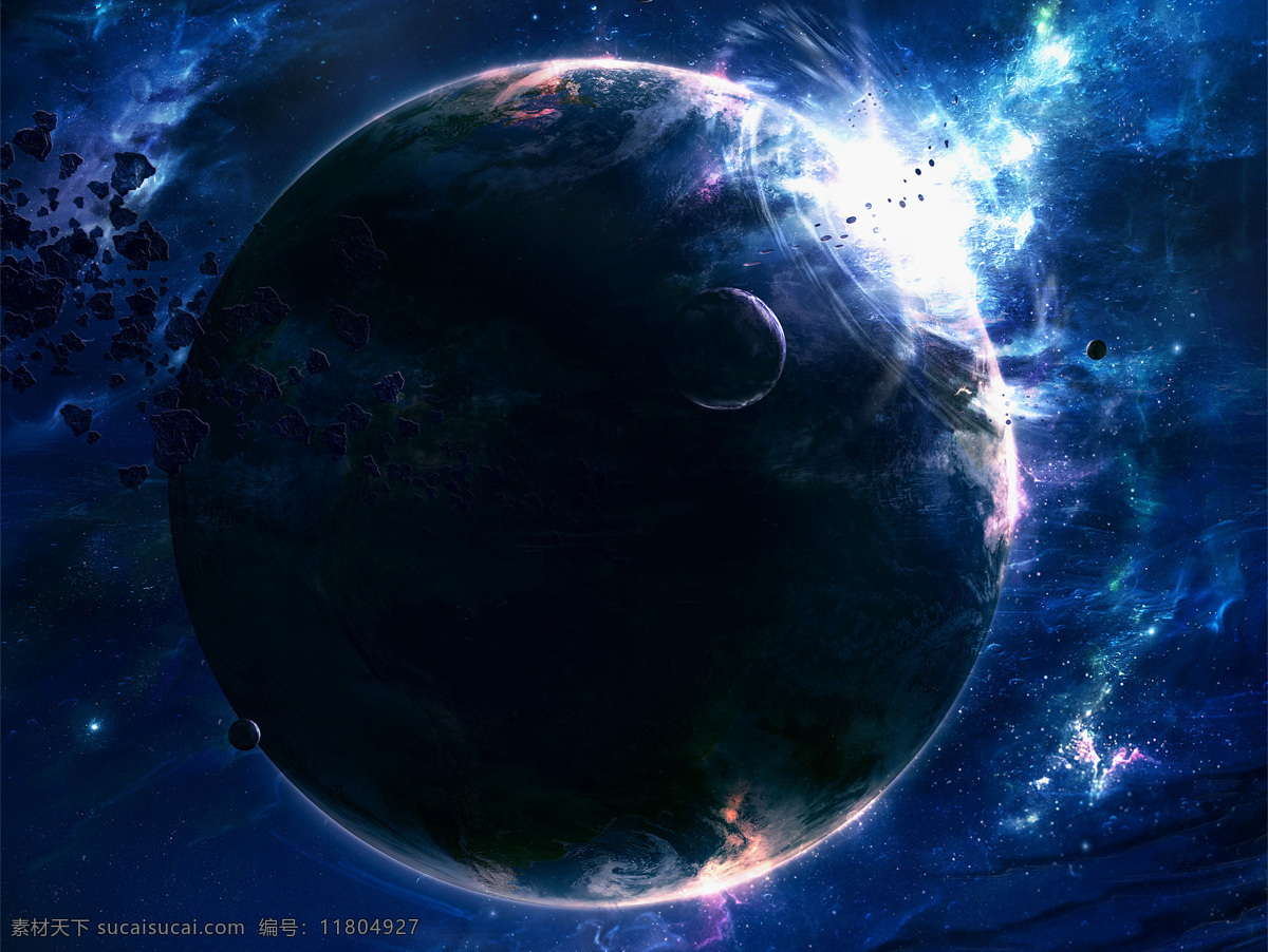 藍(lán)色 星球 地球 爆炸 撞擊 破碎 光環(huán) 宇宙 風(fēng)景 生活 旅游餐飲