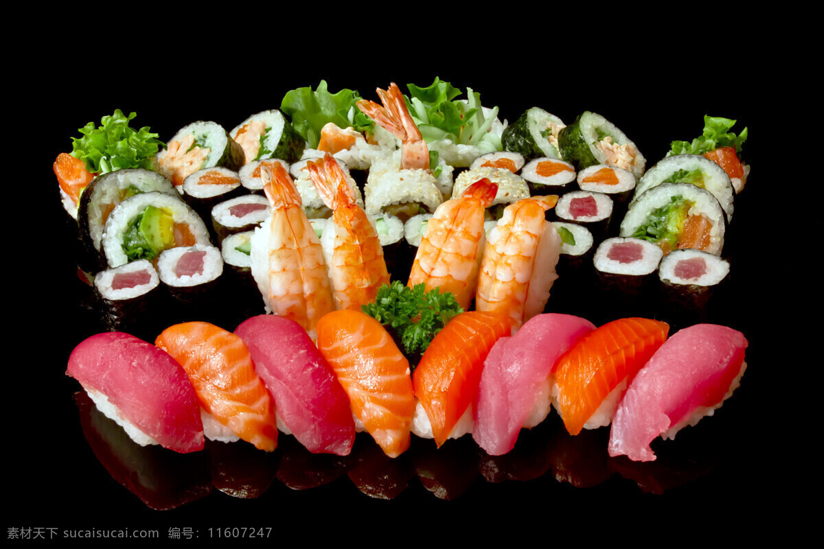 高清日本寿司 高清 日本 传统 寿司 三文鱼 北极贝 紫菜包饭 金枪鱼 寿司卷 传统美食 餐饮美食