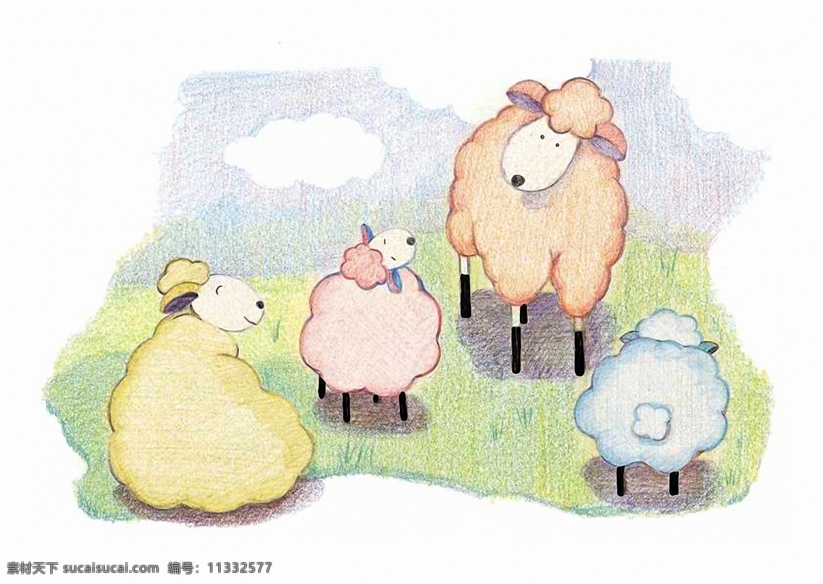 欢乐 家庭 　 手绘 插图 欢乐家庭 设计素材 动物家庭 动物插图 书画美术 白色