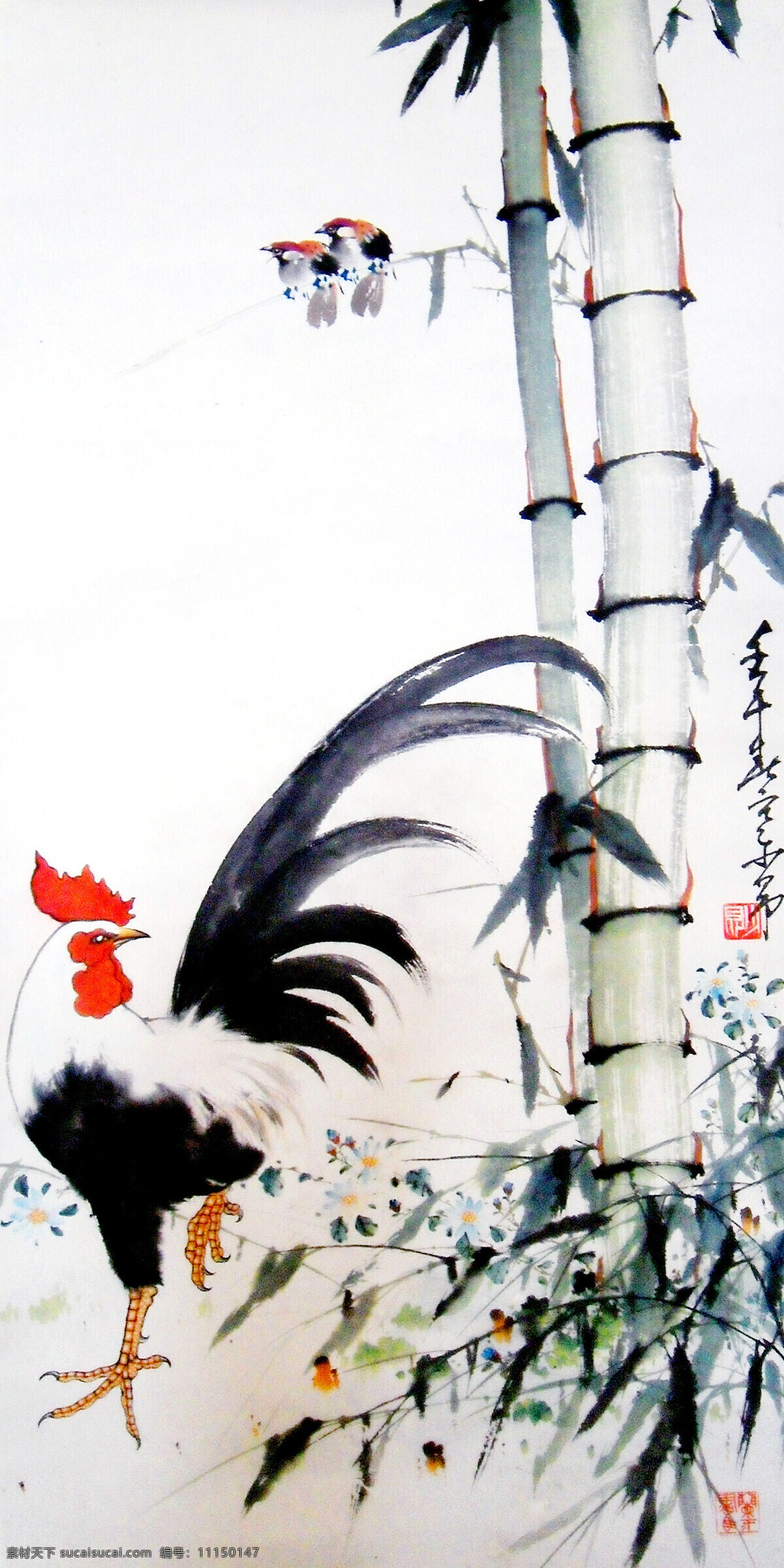 彩墨畫 公雞 國畫藝術(shù) 繪畫 繪畫書法 雞 麻雀 美術(shù) 吉利圖 中國畫 竹子 書法 印章 國畫集33 文化藝術(shù) 裝飾素材 雕刻 圖案