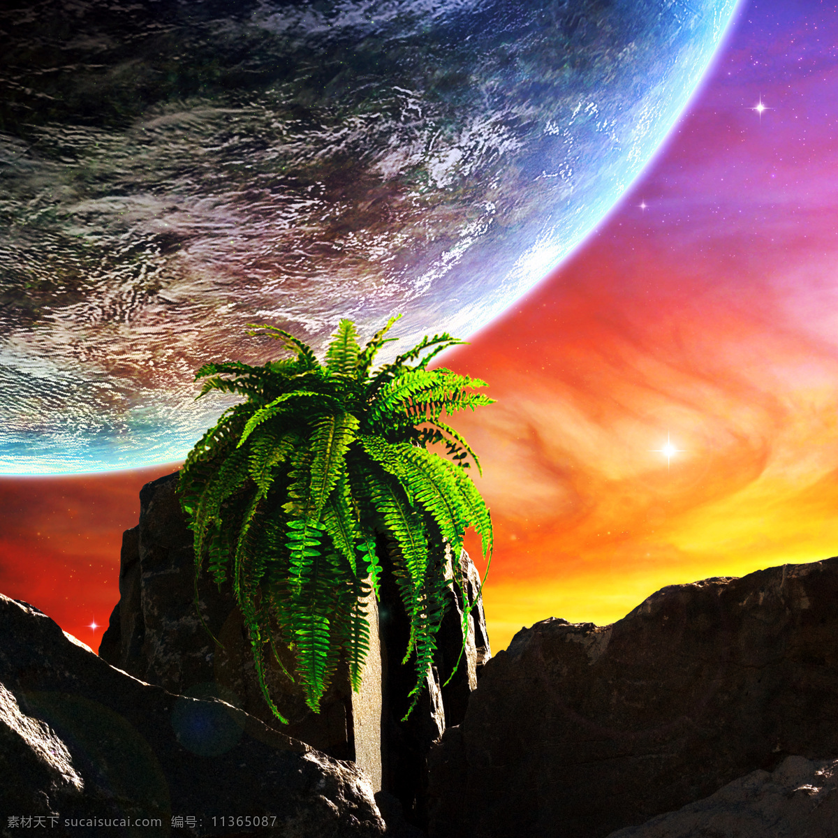 星球 地球 高山 科學(xué)研究 現(xiàn)代科技 椰子樹(shù) 宇宙 云彩 矢量圖