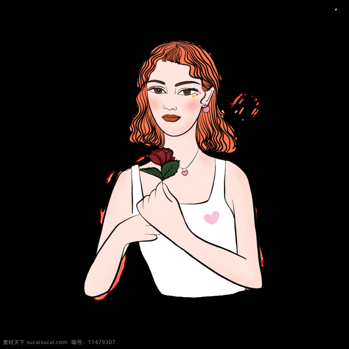 手 玫瑰 女孩 rosegirl 原创 爱心 植物 可爱 创意