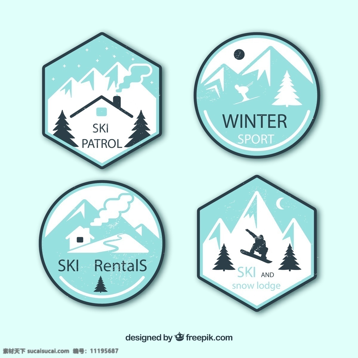 冬季 滑雪 标签 矢量 房屋 男子 运动 创意 源文件 高清图片