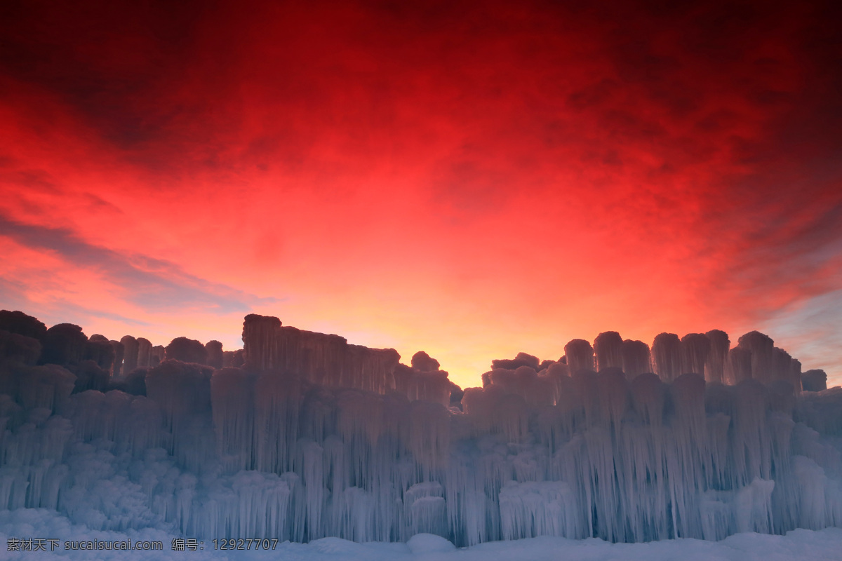 云彩 冰 瀑 风景 冰瀑 瀑布 冰凌 美丽风景 美丽景色 自然风光 风景摄影 美景 自然风景 自然景观 红色