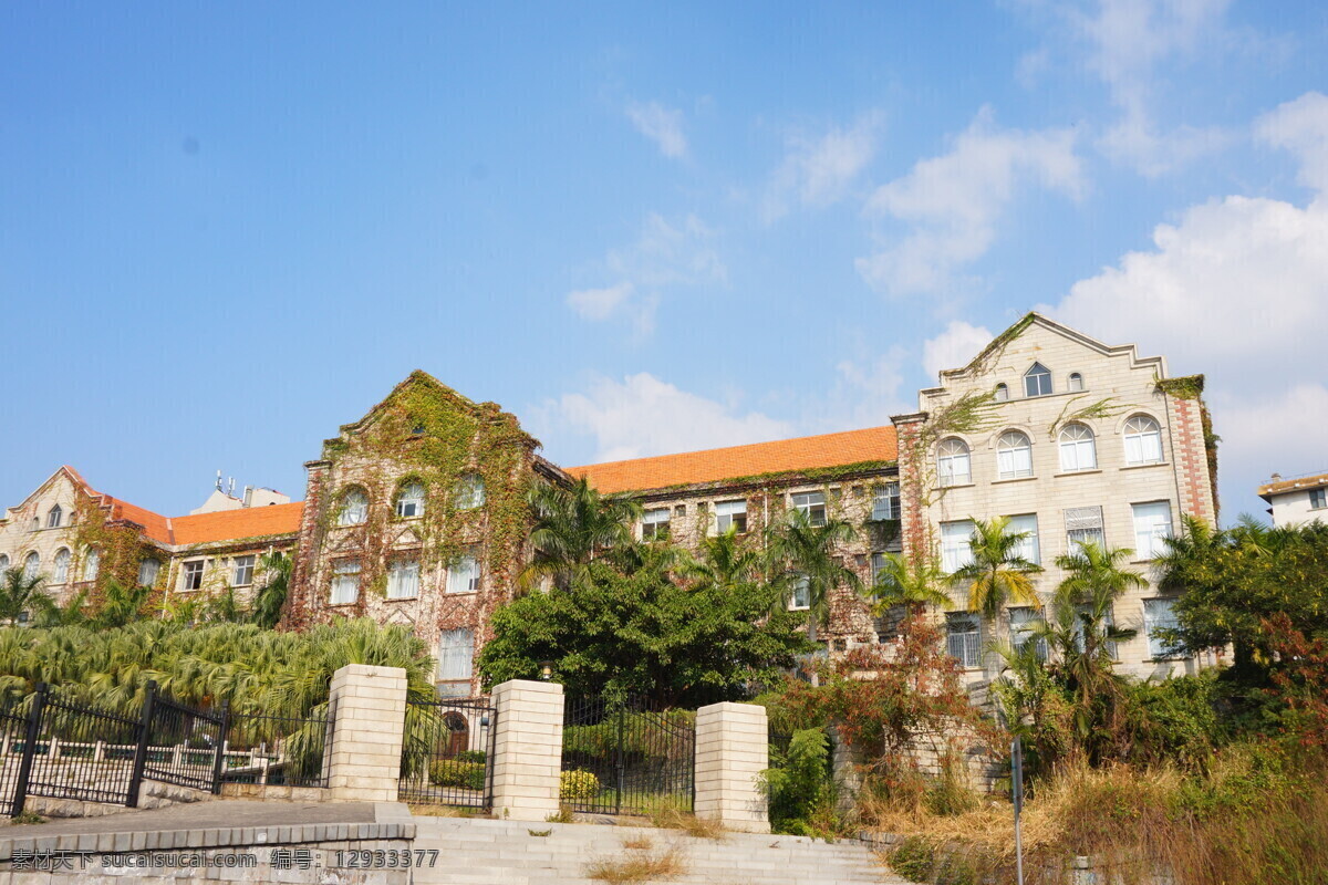 廈門(mén) 建筑 廈門(mén)大學(xué) 建筑攝影 廈門(mén)建筑 爬山虎 歐式建筑 自然風(fēng)景 高清 藍(lán)天白云 植物 自然景觀 建筑景觀