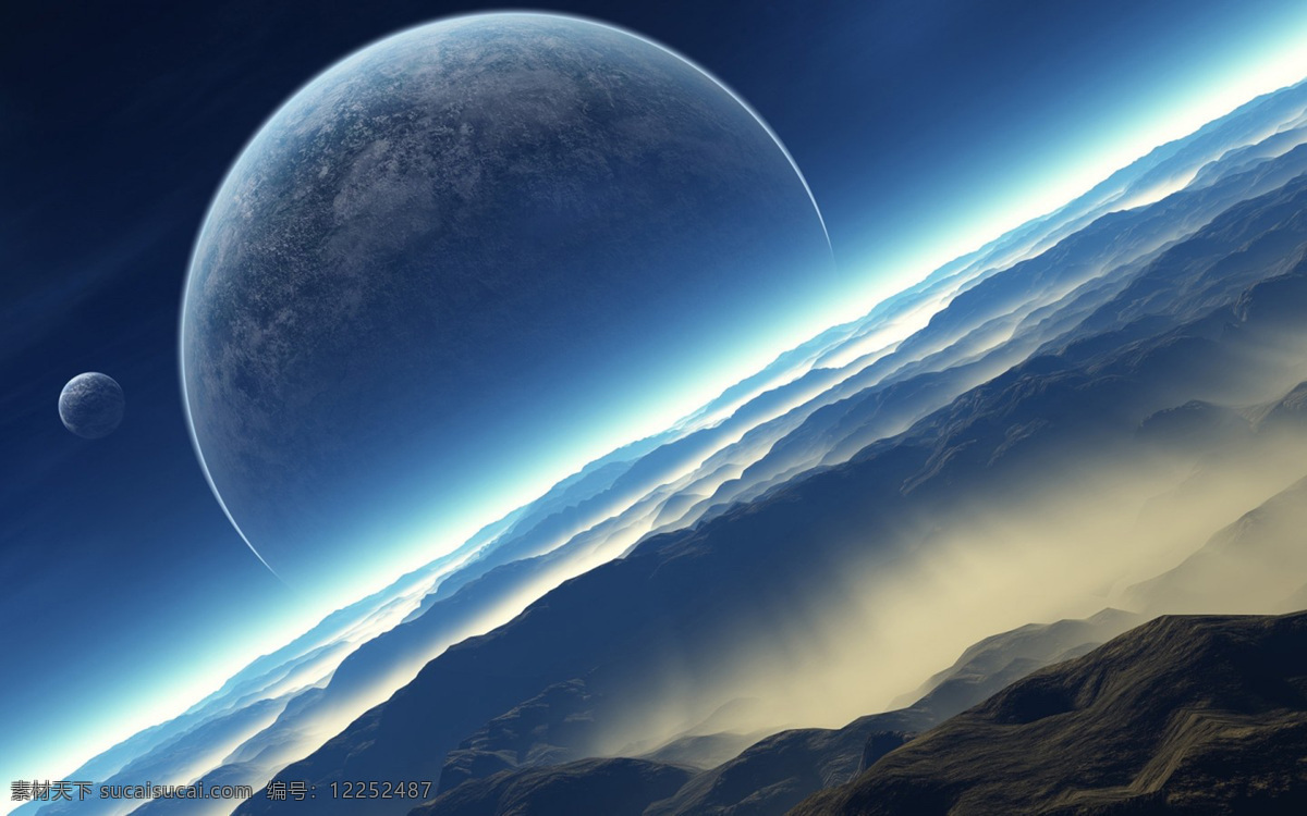 太空 系列 星际 边界 蓝色 星球 斜切 地球 背景 大图