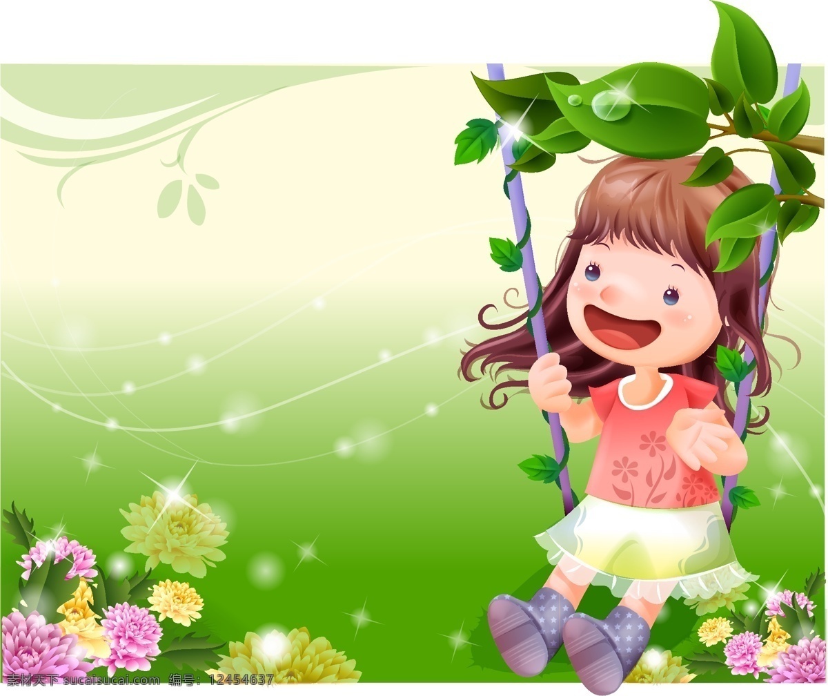 夢幻兒童插畫 韓國夢幻插畫 小女孩 花 插畫 夢幻插畫 卡通 風景 移門 移門插畫 韓國卡通插畫 夢幻 女孩 矢量人物 兒童幼兒 矢量圖庫