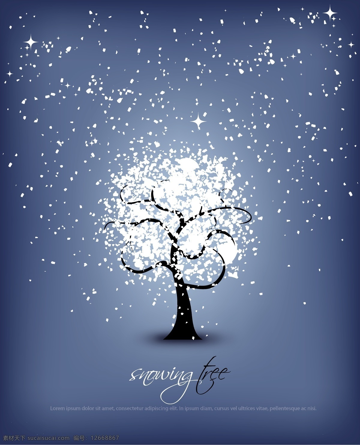 晶莹 雪花 树 矢量 冬季 光线 树木 星光 冰晶 矢量图 其他矢量图