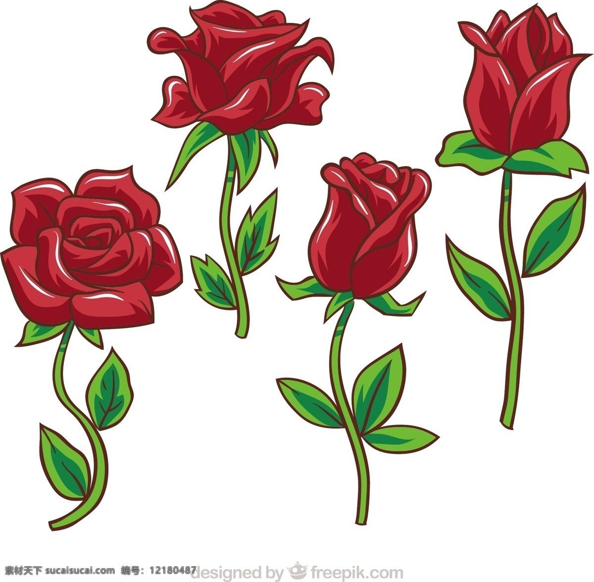 各种 不同 手绘 风格 玫瑰 矢量 设计素材 不同的 手绘风格