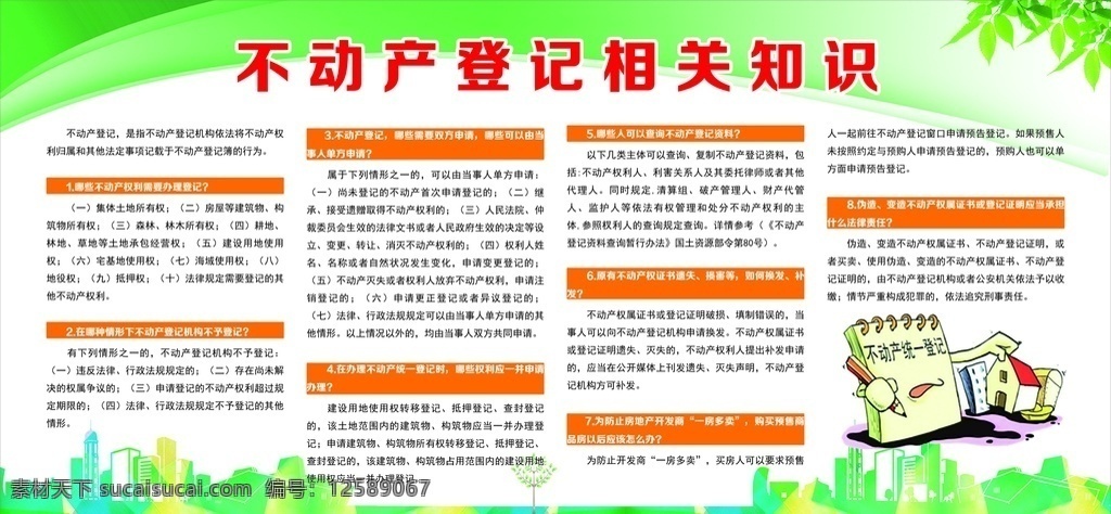 不動(dòng)產(chǎn) 登記 相關(guān) 知識(shí) 展板 不動(dòng)產(chǎn)登記 房子剪影 重慶剪影 漫畫(huà) 展板模板